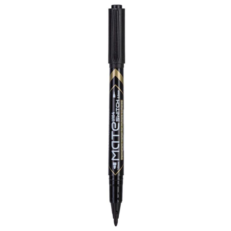 Marker permamentny dwustronny 1,0mm/0,5mm czarny Deli EU10420 WPC